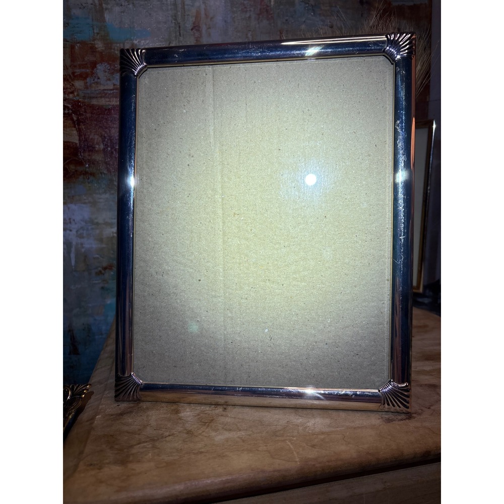 Connoisseur Taylor Silver Tone 8x10 Picture Frame Fan Corner Art Deco Style